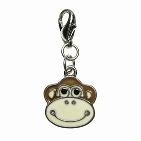 Happy Face Monkey Enamel Dog Collar Charm