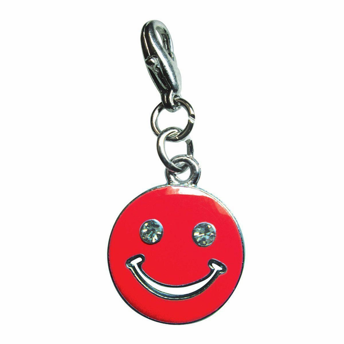 Happy Face Red Enamel Dog Collar Charm