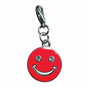 Happy Face Red Enamel Dog Collar Charm