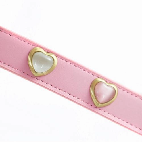 Heart Pink And White Cat Eye On Pink Dog Leash
