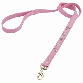 Heart Pink And White Cat Eye On Pink Dog Leash