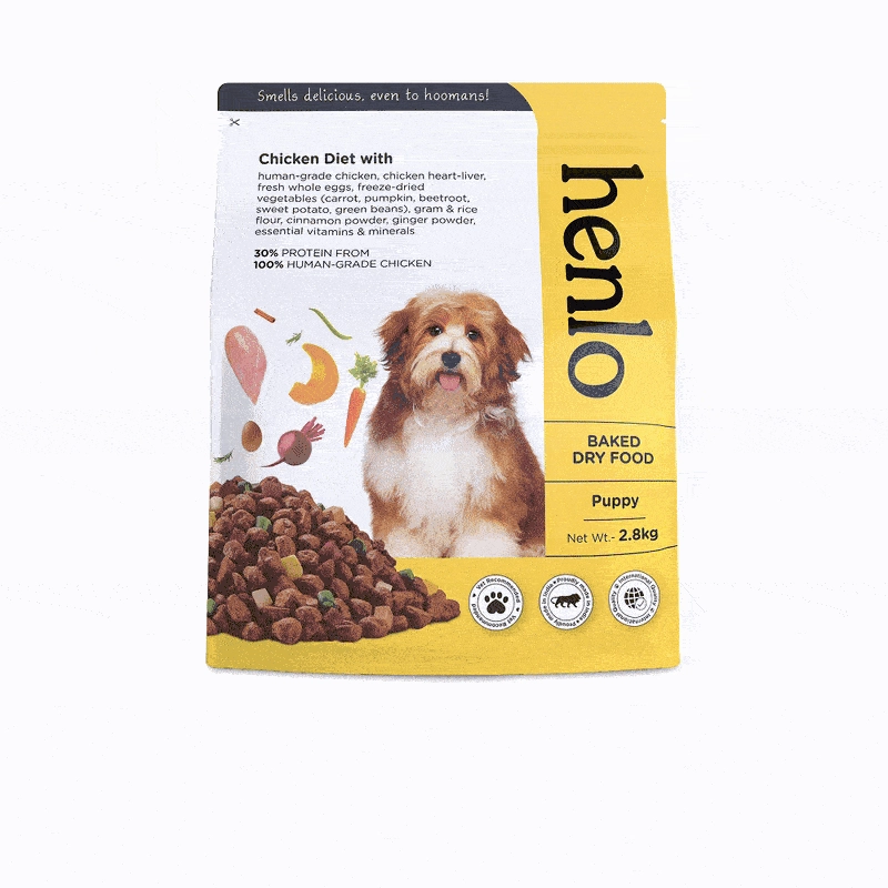 Henlo Chicken & Veg Baked Dry Food for Puppies & Small Breed Dogs | 100% Human Grade Ingredients