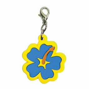 Hibiscus PVC Dog Collar Charm Blue/Yellow