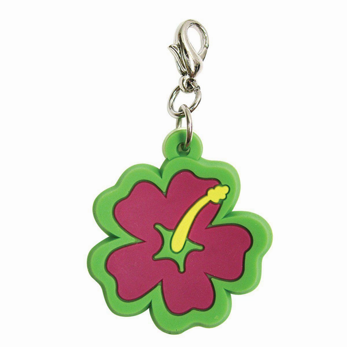 Hibiscus PVC Dog Collar Charm Pink/Green