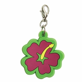 Hibiscus PVC Dog Collar Charm Pink/Green