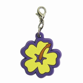 Hibiscus PVC Dog Collar Charm Yellow/Purple