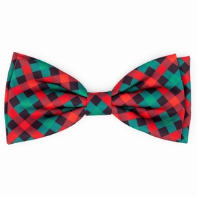 Holiday Check Dog Bow Tie dog collar accessory,collar decor