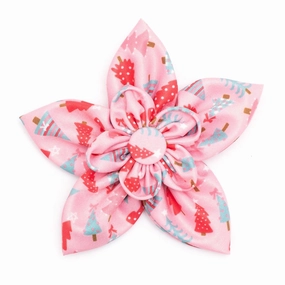 Holiday Trees Dog Collar Flower Pink
