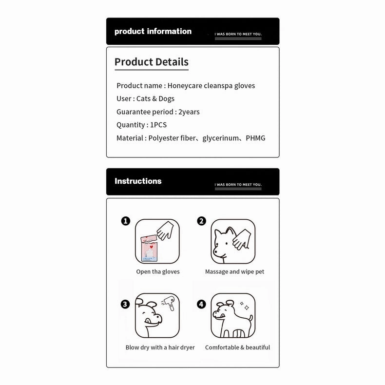 Honeycare Pet SPA Cleansing Glove for Pets