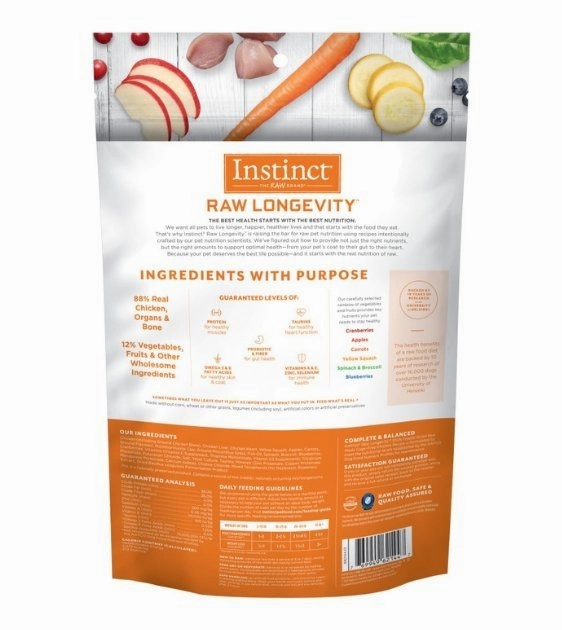Instinct Raw Longevity 100% Freeze-Dried Raw Meals Cage-Free Chicken Recipe for Dogs