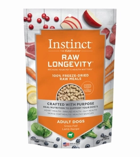 Instinct Raw Longevity 100% Freeze-Dried Raw Meals Grass-Fed Lamb Recipe for Dogs