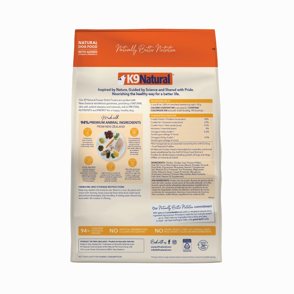 K9 Natural Freeze Dried Chicken Feast Dry Dog Food