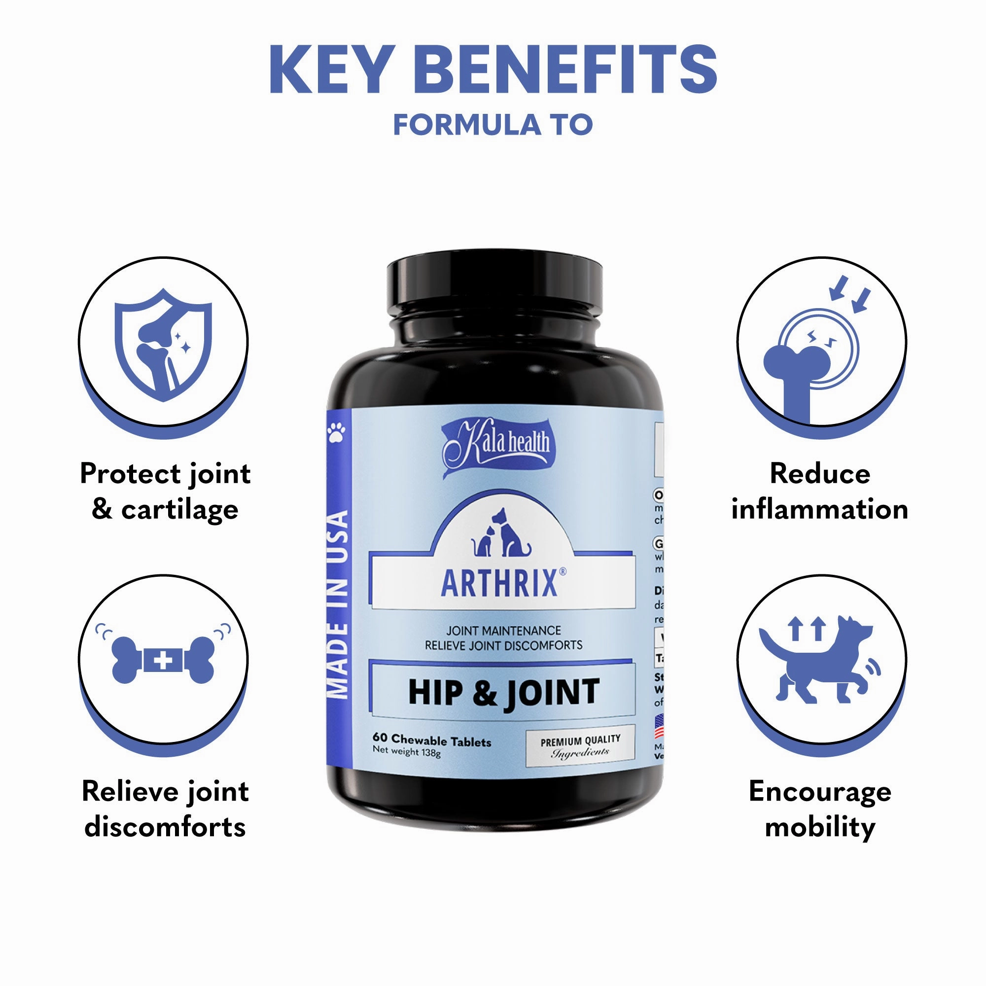 Kala Health ARTHRIX (Hip & Joint) Joint Maintenance Supplement for Dogs and Cats