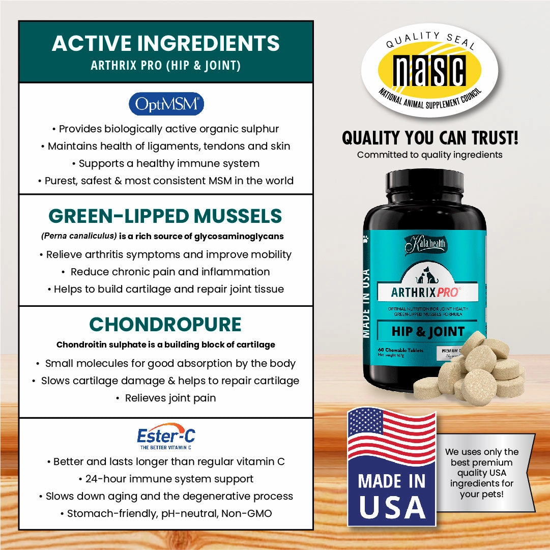 Kala Health ARTHRIX PRO (Hip & Joint) Optimal Nutrition for Joint Health Supplement for Dogs and Cats