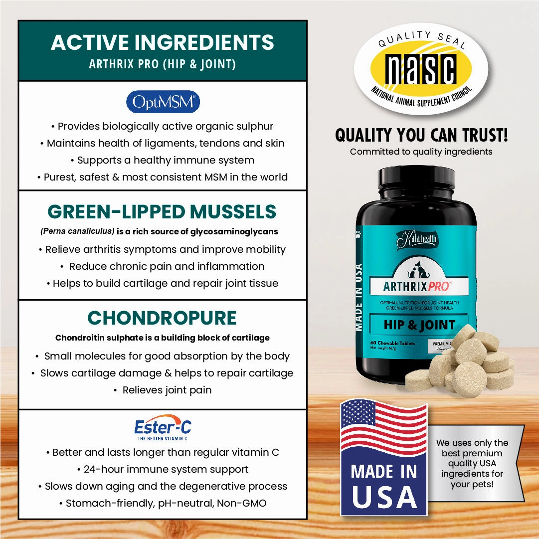 Kala Health ARTHRIX PRO (Hip & Joint) Optimal Nutrition for Joint Health Supplement for Dogs and Cats