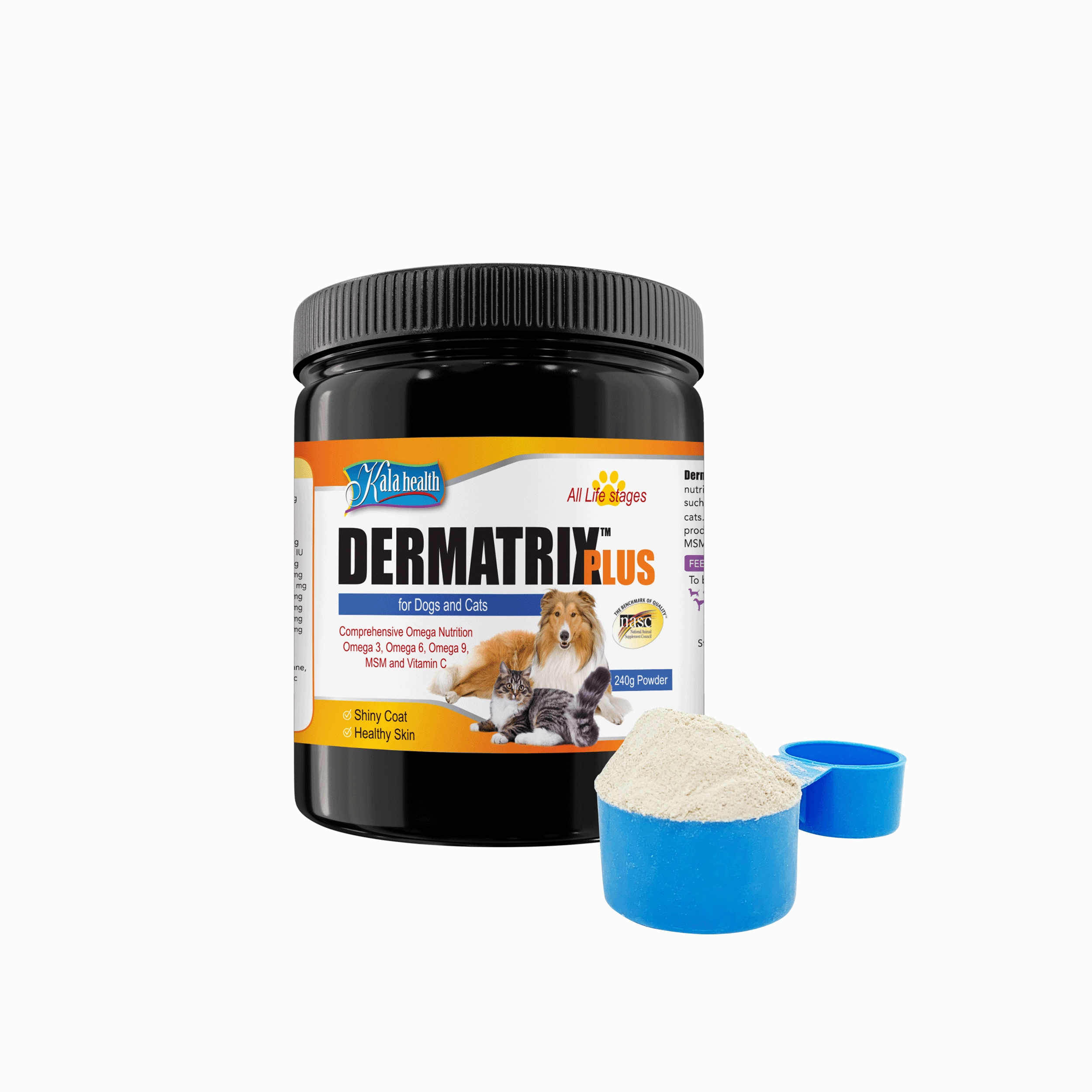Kala Health DERMATRIX PLUS Shiny Coat & Healthy Skin Supplements for Dogs and Cats