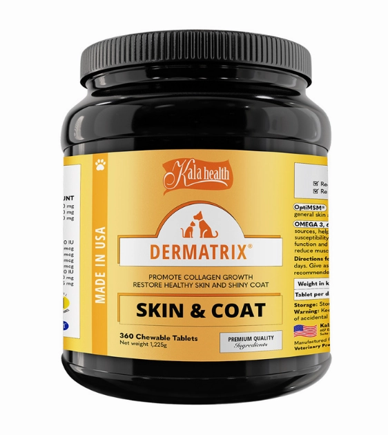 Kala Health DERMATRIX (Skin & Coat) Promote Collagen Growth Supplements for Dogs and Cats