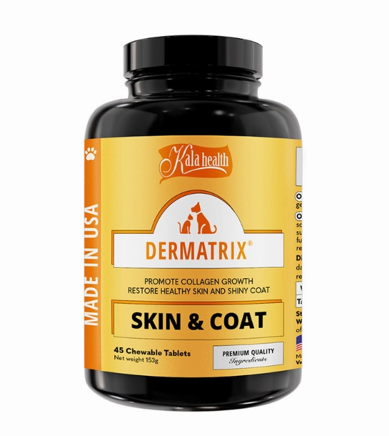 Kala Health DERMATRIX (Skin & Coat) Promote Collagen Growth Supplements for Dogs and Cats