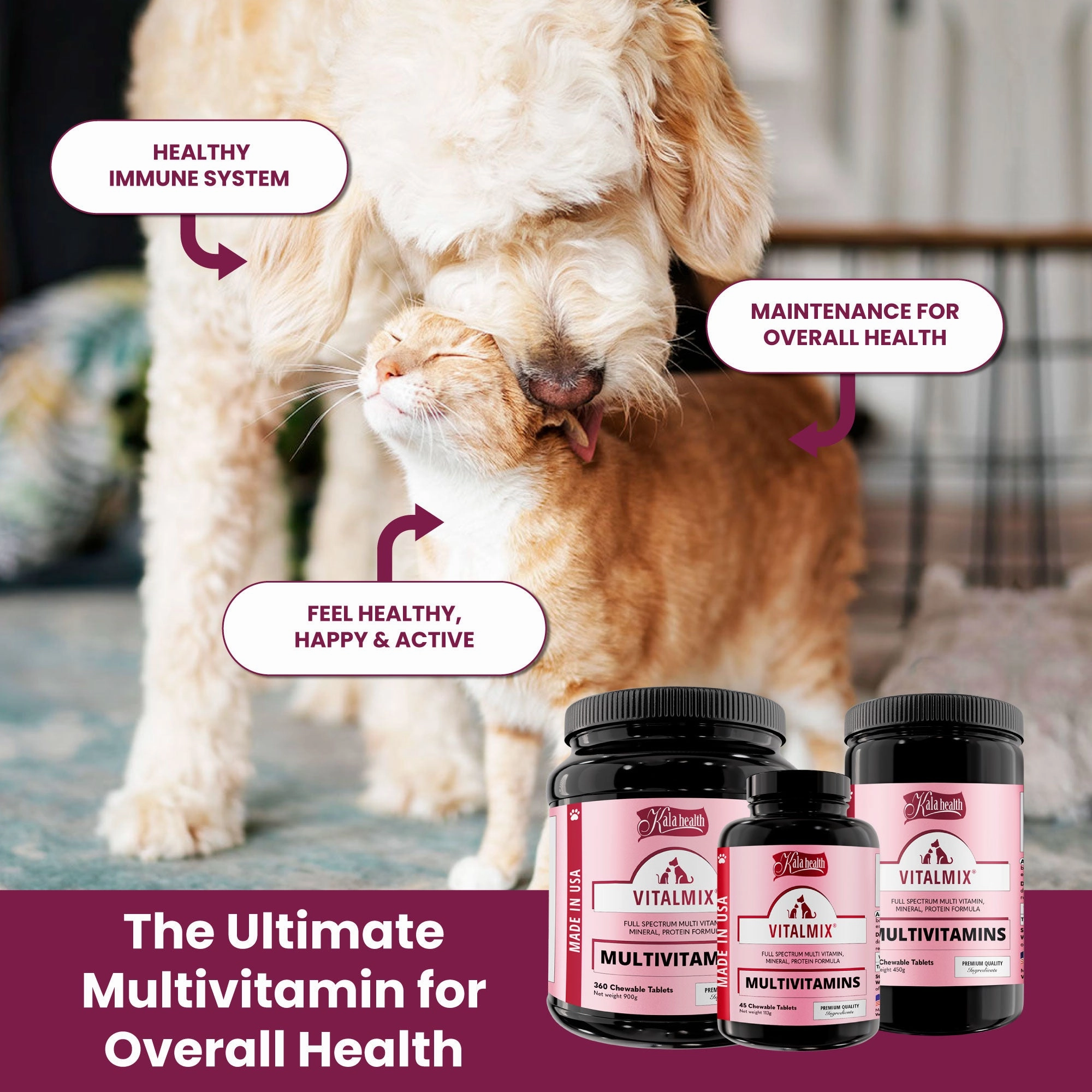 Kala Health VITALMIX (Multivitamins) Full Spectrum Multivitamins Supplements for Dogs and Cats