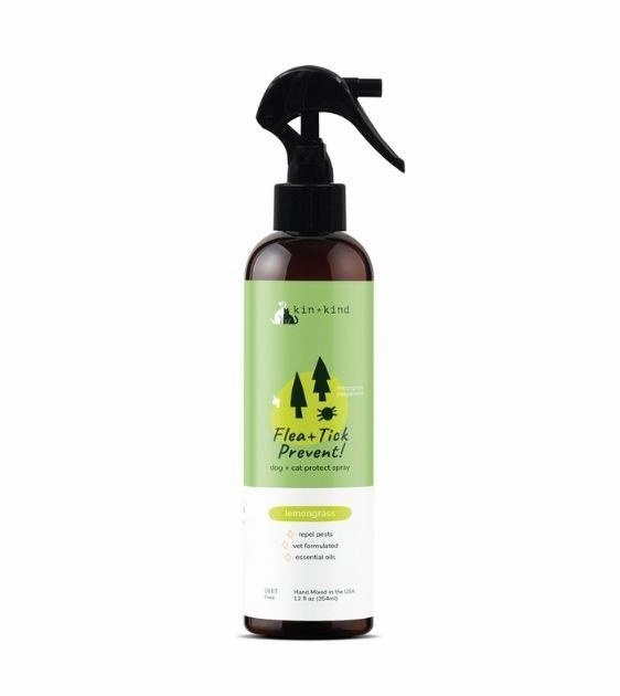 Kin Kind Flea & Tick Prevent! Natural Dog & Cat Protect Spray (Lemongrass) pet housekeeping,dog mess kit