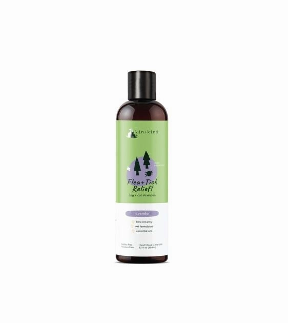 Kin Kind Flea & Tick Relief! Natural Dog & Cat Shampoo (Lavender) dog shampoo,bathing supplies