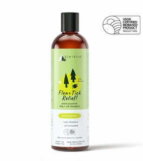 Kin Kind Flea & Tick Relief! Natural Dog & Cat Shampoo (Lemongrass) dog shampoo,bathing supplies