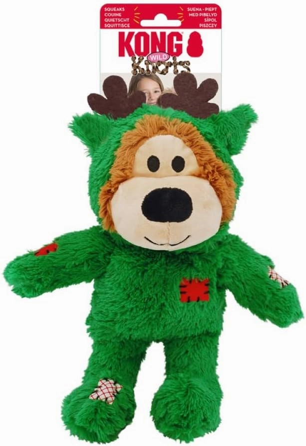 Kong Holiday Wild Knots Bear Plush Dog Toy (Random Colour)