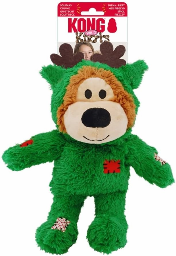 Kong Holiday Wild Knots Bear Plush Dog Toy (Random Colour)