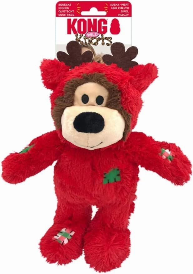 Kong Holiday Wild Knots Bear Plush Dog Toy (Random Colour)