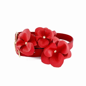 Lambert Classic Leather Dog Flowerette Slider Cayenne