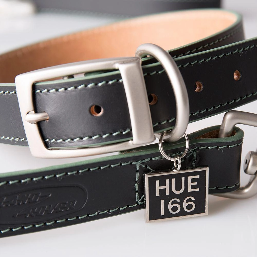 Land Rover Hue Dog Black Leather Leash & Collar Set