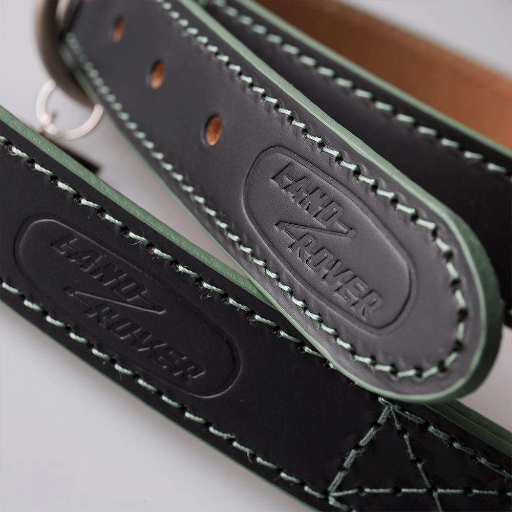 Land Rover Hue Dog Black Leather Leash & Collar Set