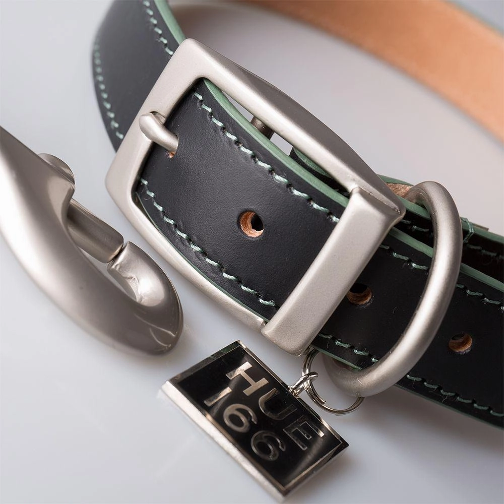 Land Rover Hue Dog Black Leather Leash & Collar Set
