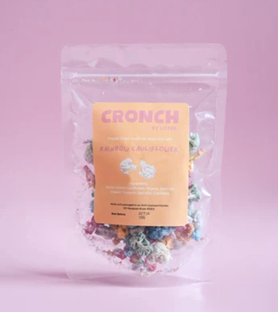 Licked CRONCH Freeze Dried Dog Treats (Rainbow Cauliflower) freeze-dried dog food,lightweight pet food
