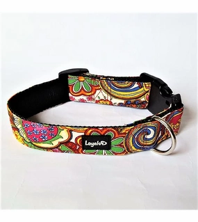 Loyal.D WIDE Canvas.D Happy Hippy Dog Collar dog charms,dog ID