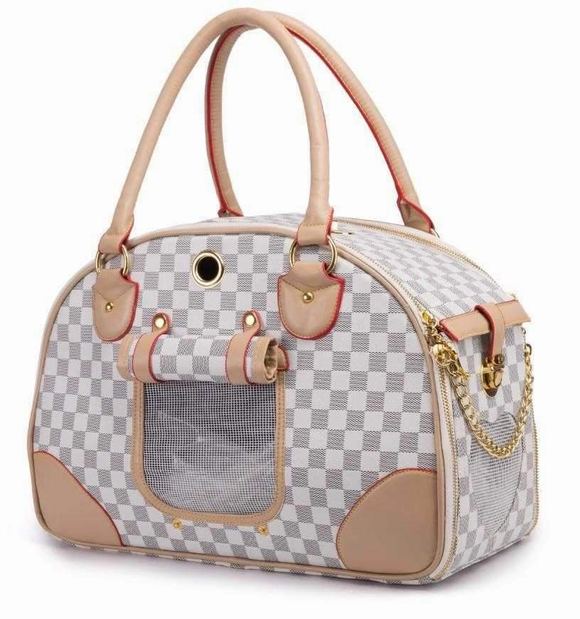 Luxe Checker Bowling Tote Dog Carrier dog travel gear,pet travel