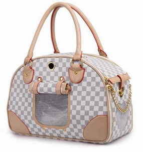 Luxe Checker Bowling Tote Dog Carrier dog travel gear,pet travel