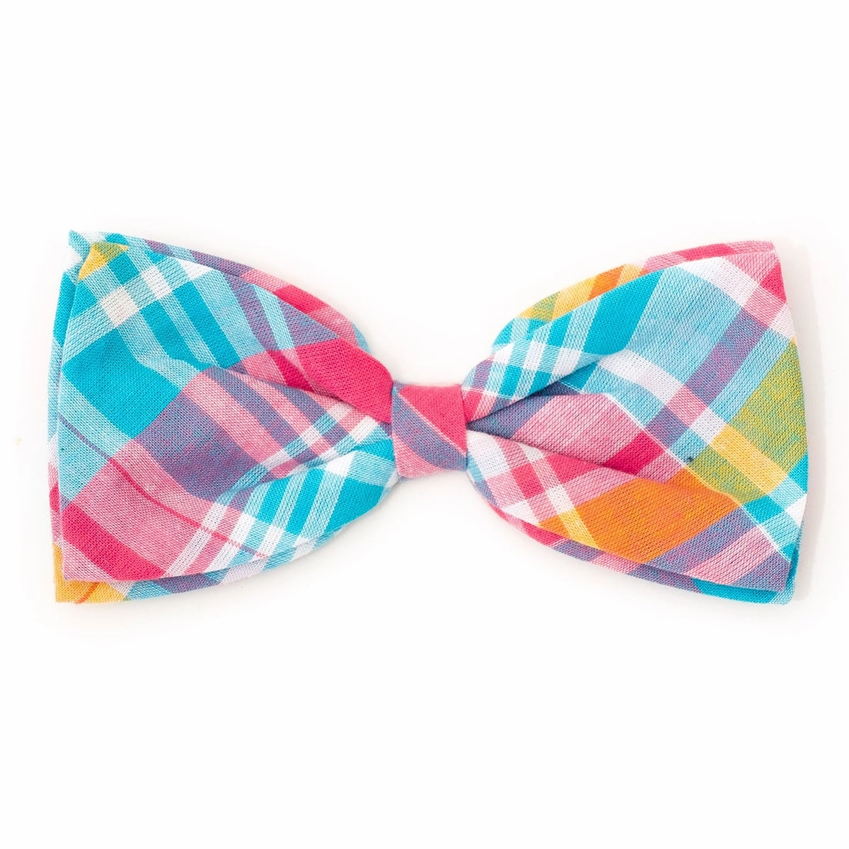 Madras Plaid Dog Bow Tie Turquoise/Pink/Multi dog collar accessory,collar decor