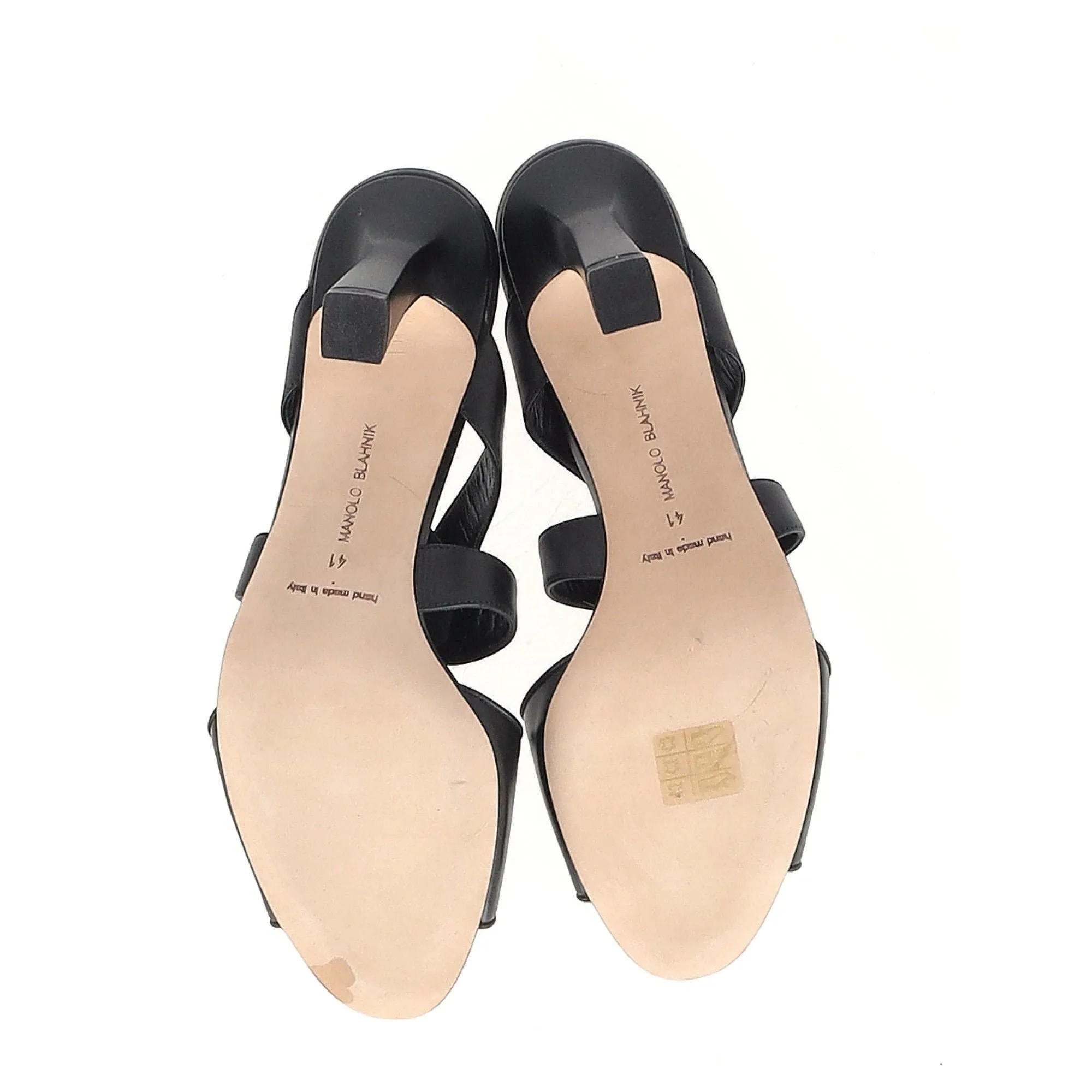 Manolo Blahnik Abeba Heeled Mule Sandals in Black Leather Shoes_Manolo-Blahnik