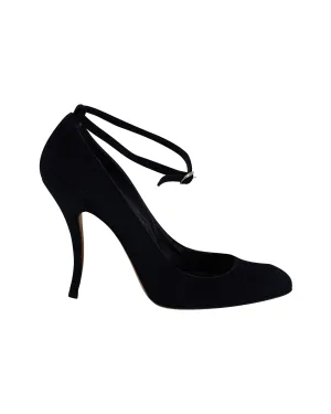 Manolo Blahnik Ankle Strap Mary Janes in Navy Blue Suede Shoes_Manolo-Blahnik