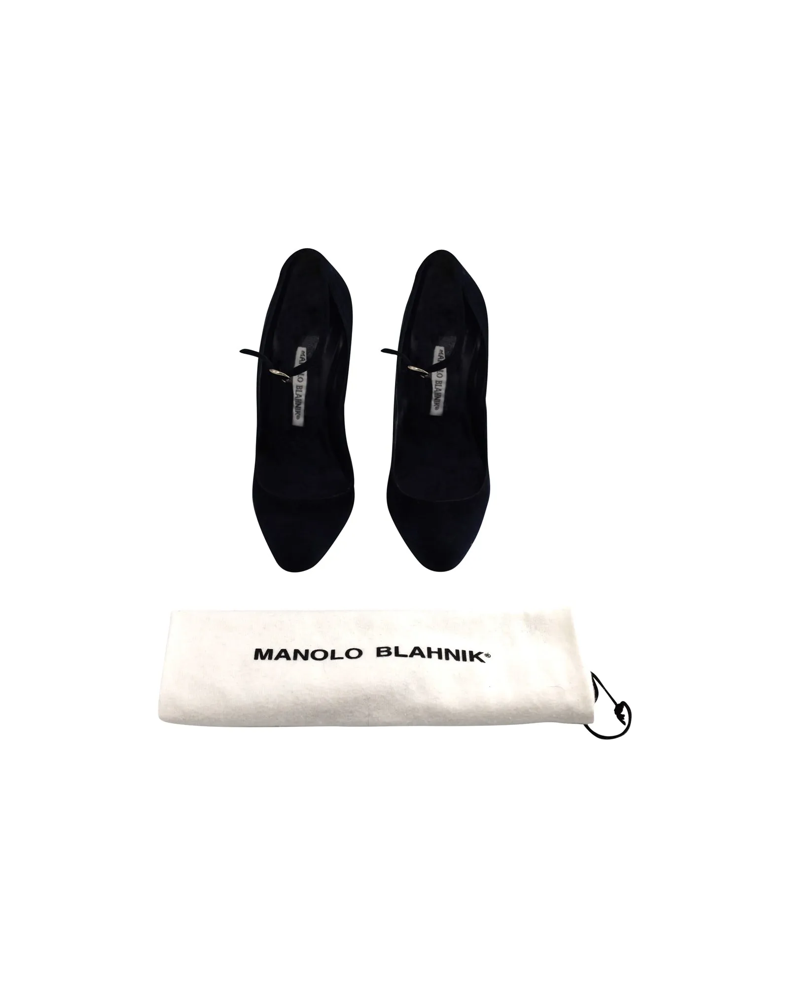 Manolo Blahnik Ankle Strap Mary Janes in Navy Blue Suede Shoes_Manolo-Blahnik