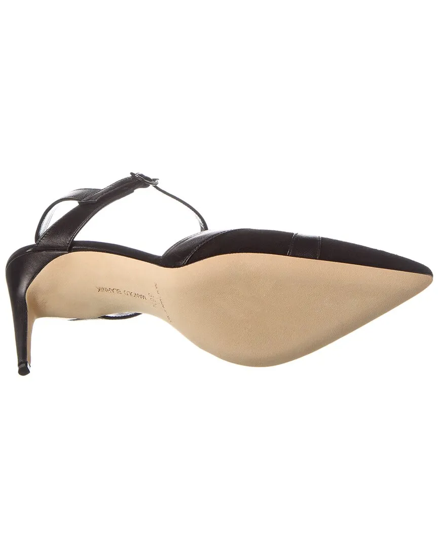 Manolo Blahnik Aristida 90 Suede & Leather Pump Shoes_Manolo-Blahnik