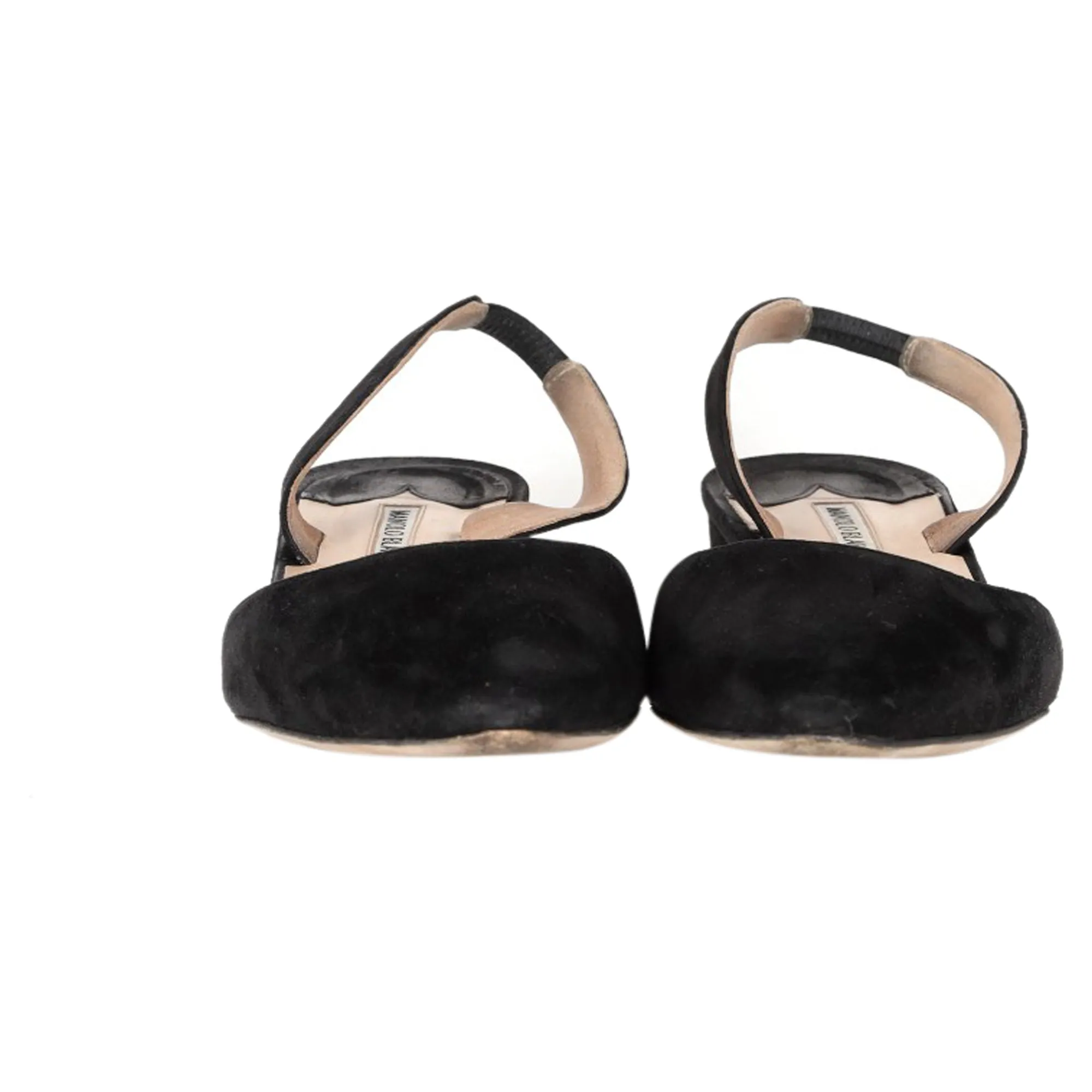 Manolo Blahnik Aspro Block-Heel Slingback Pumps In Black Suede Shoes_Manolo-Blahnik