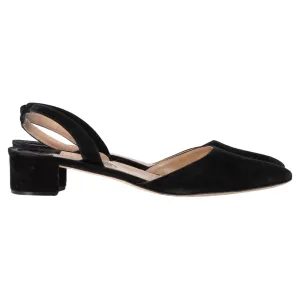 Manolo Blahnik Aspro Block-Heel Slingback Pumps In Black Suede Shoes_Manolo-Blahnik