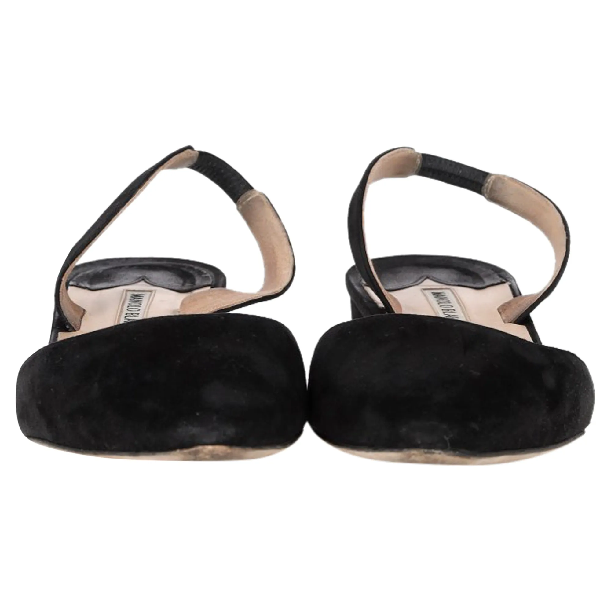Manolo Blahnik Aspro Block-Heel Slingback Pumps In Black Suede Shoes_Manolo-Blahnik