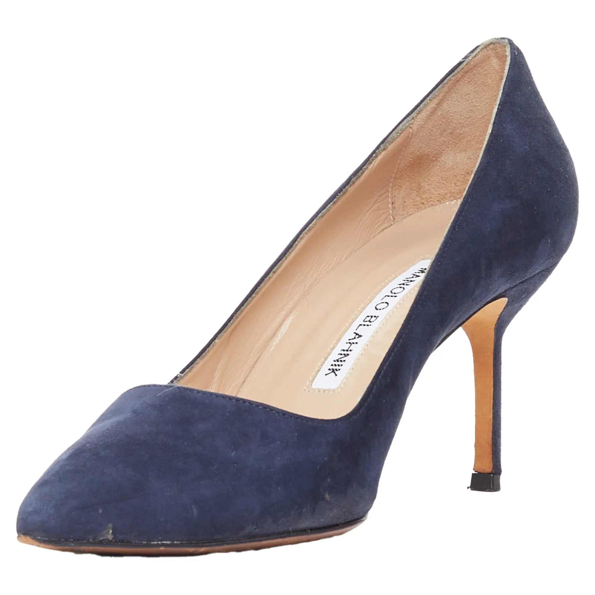 Manolo Blahnik BB 70 navy suede leather pumps Shoes_Manolo-Blahnik