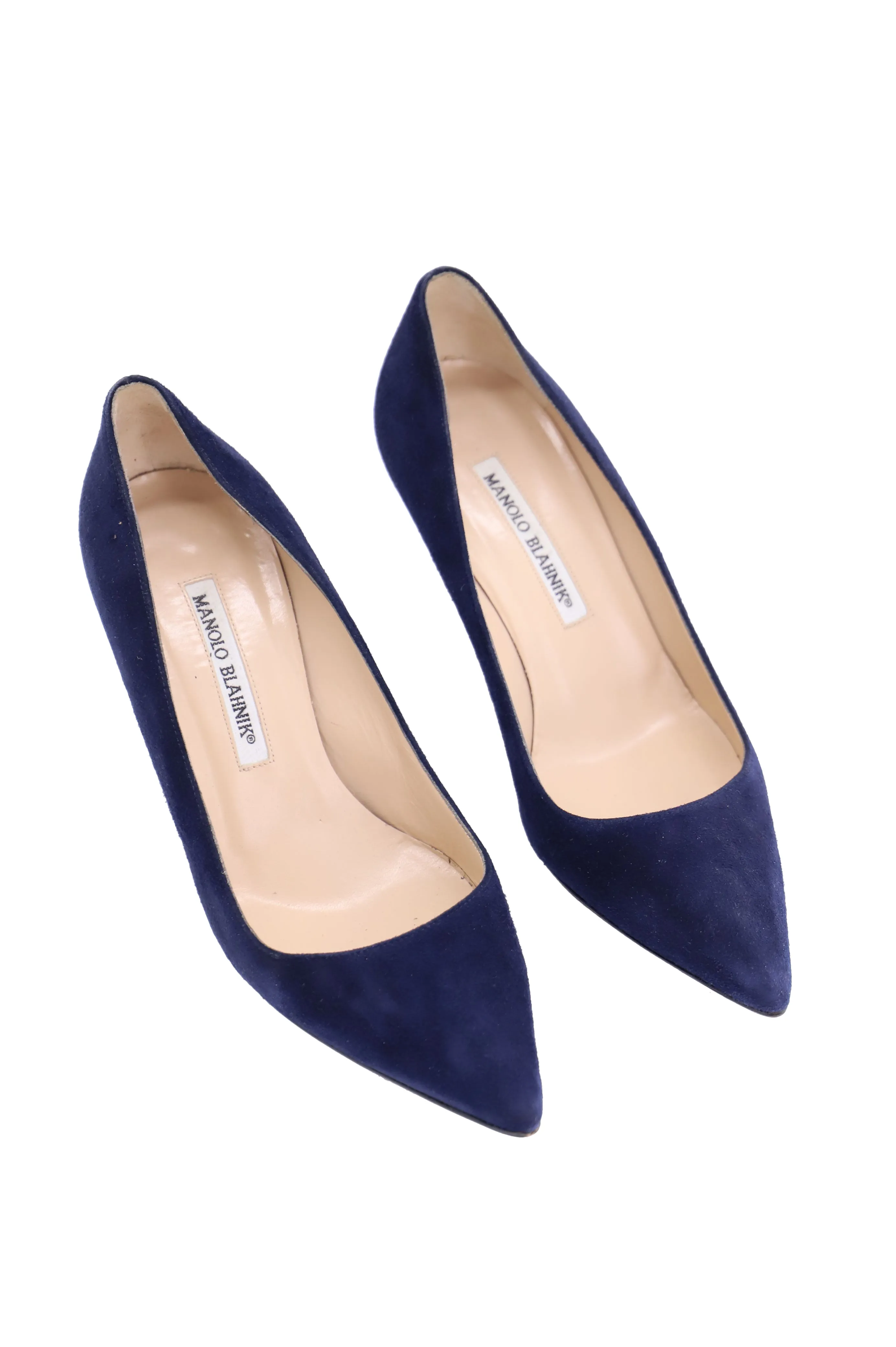 Manolo Blahnik BB Plain Pumps in Navy Blue Suede Shoes_Manolo-Blahnik