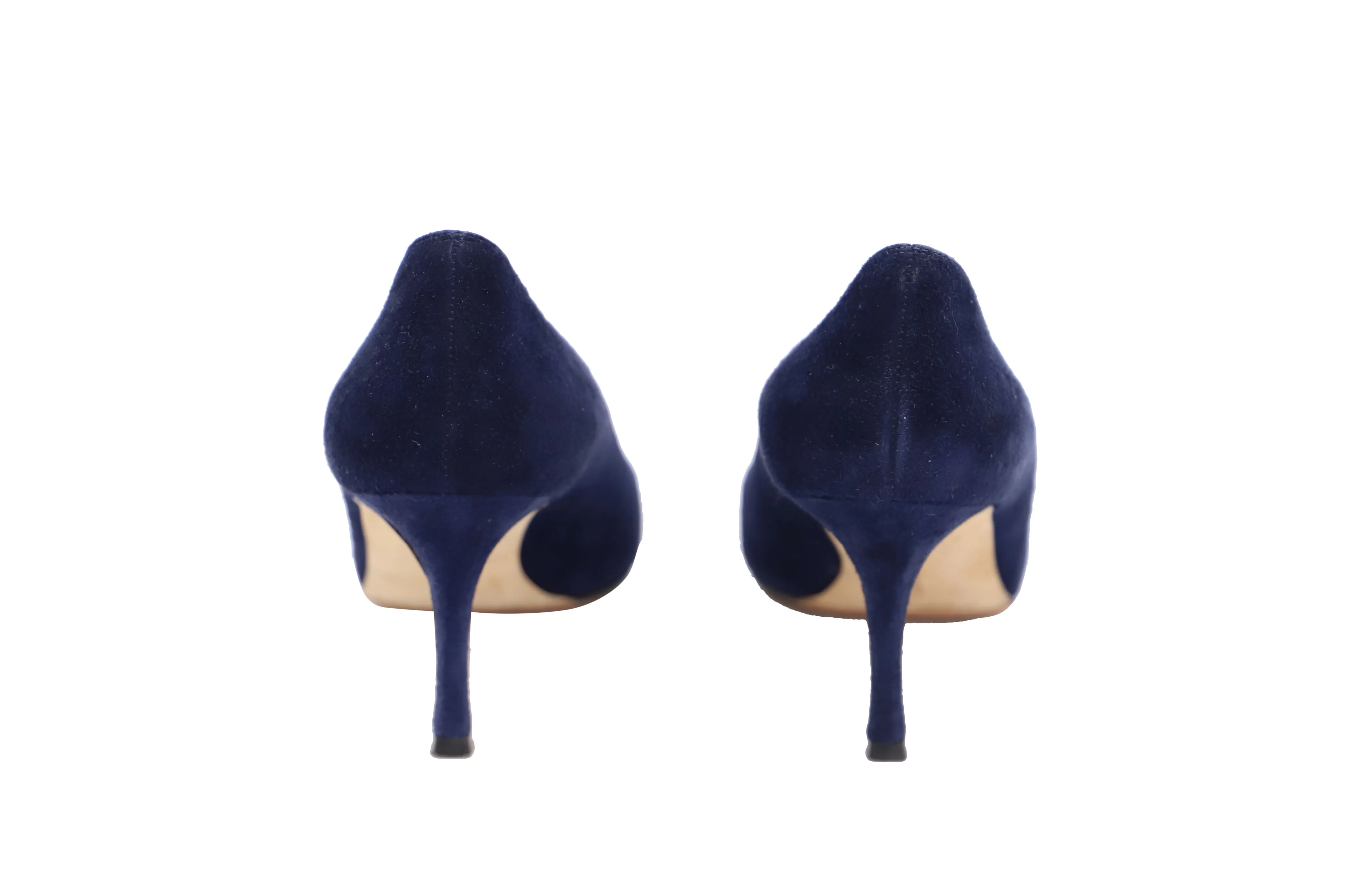 Manolo Blahnik BB Plain Pumps in Navy Blue Suede Shoes_Manolo-Blahnik