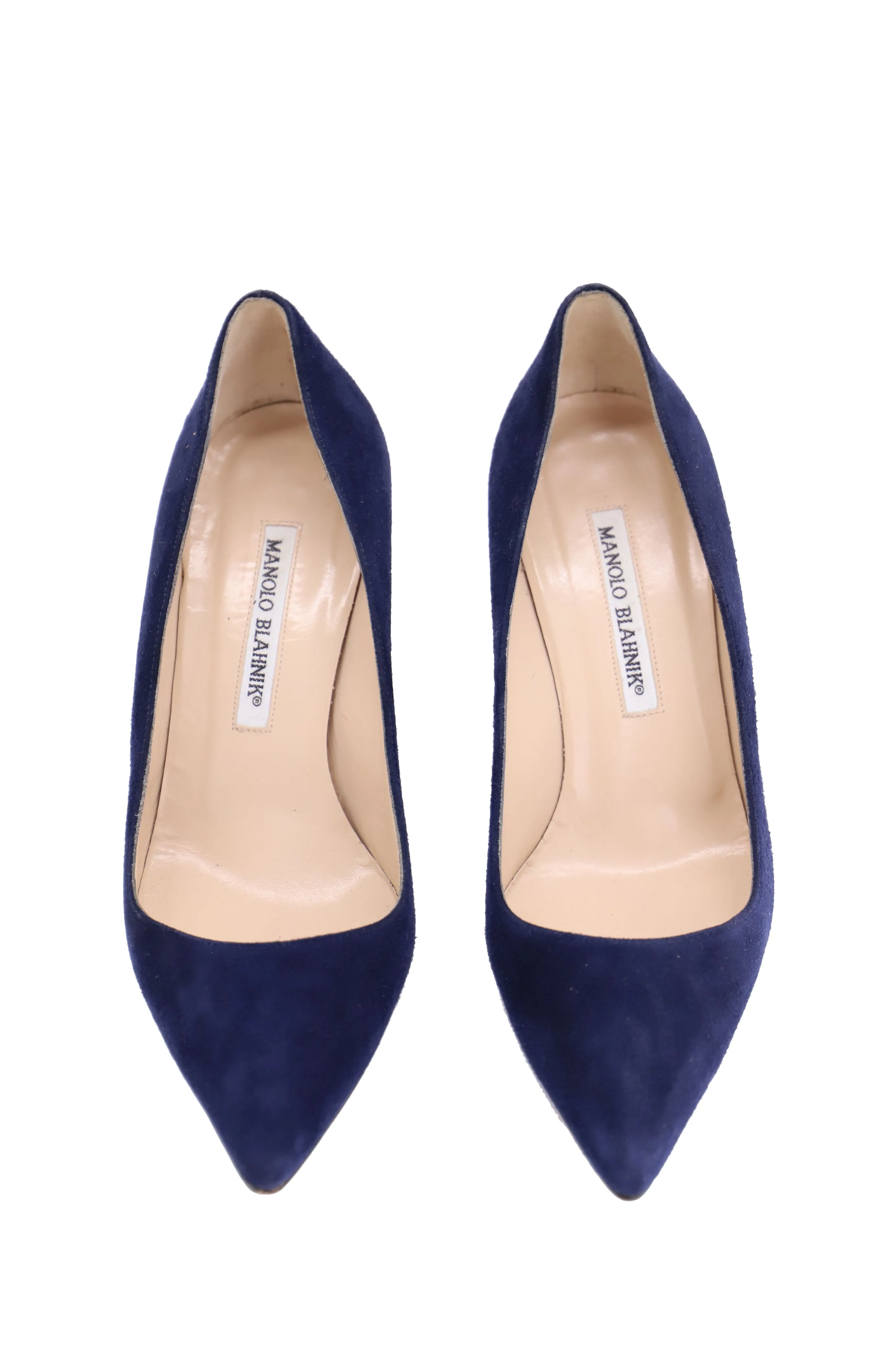 Manolo Blahnik BB Plain Pumps in Navy Blue Suede Shoes_Manolo-Blahnik