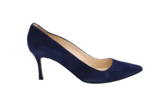 Manolo Blahnik BB Plain Pumps in Navy Blue Suede Shoes_Manolo-Blahnik